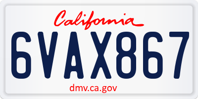 CA license plate 6VAX867