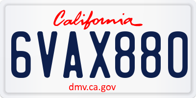 CA license plate 6VAX880