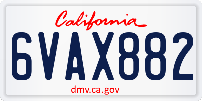 CA license plate 6VAX882