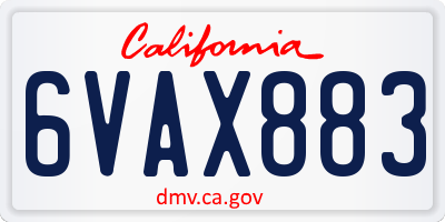 CA license plate 6VAX883