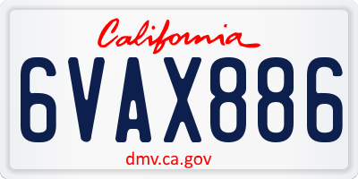 CA license plate 6VAX886