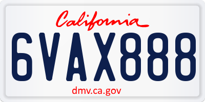 CA license plate 6VAX888
