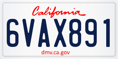 CA license plate 6VAX891