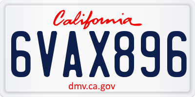 CA license plate 6VAX896