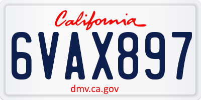 CA license plate 6VAX897