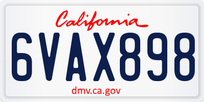 CA license plate 6VAX898
