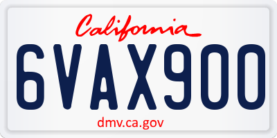 CA license plate 6VAX900