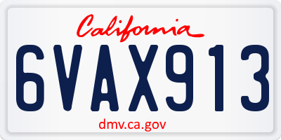 CA license plate 6VAX913