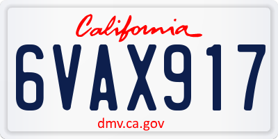 CA license plate 6VAX917