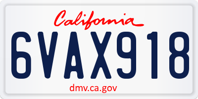 CA license plate 6VAX918