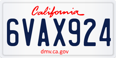 CA license plate 6VAX924