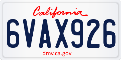 CA license plate 6VAX926
