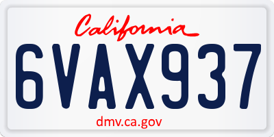 CA license plate 6VAX937