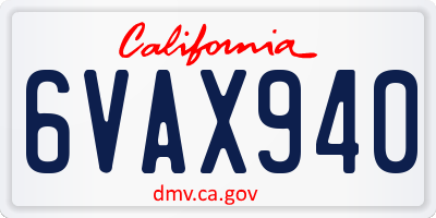CA license plate 6VAX940