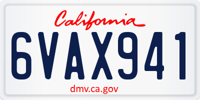 CA license plate 6VAX941