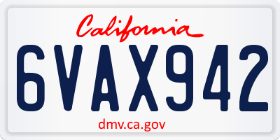 CA license plate 6VAX942