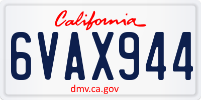 CA license plate 6VAX944