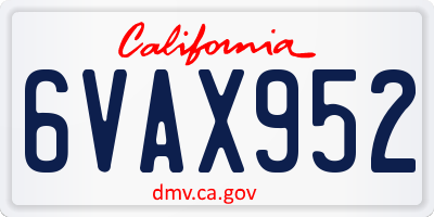 CA license plate 6VAX952
