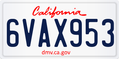 CA license plate 6VAX953