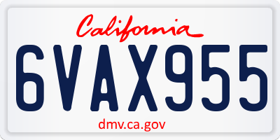 CA license plate 6VAX955