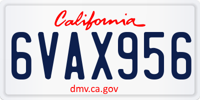 CA license plate 6VAX956