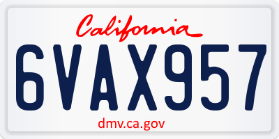 CA license plate 6VAX957