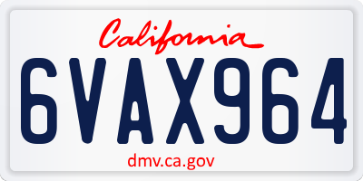 CA license plate 6VAX964