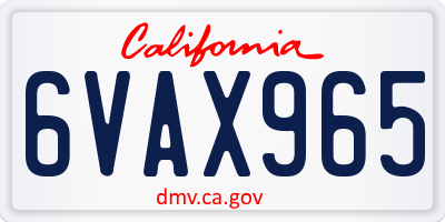 CA license plate 6VAX965