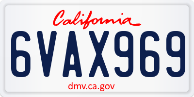 CA license plate 6VAX969