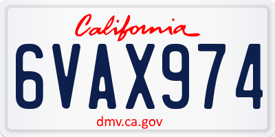CA license plate 6VAX974