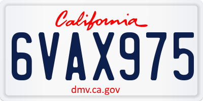 CA license plate 6VAX975