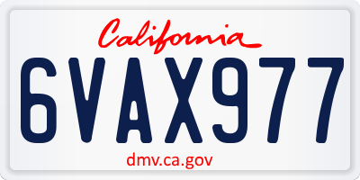 CA license plate 6VAX977