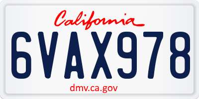CA license plate 6VAX978