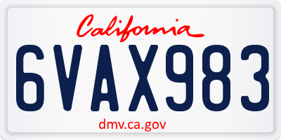 CA license plate 6VAX983