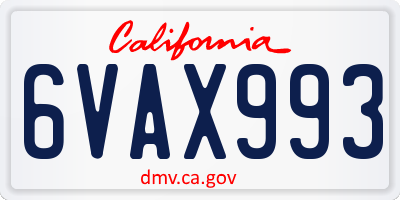 CA license plate 6VAX993