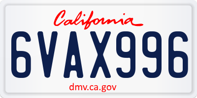 CA license plate 6VAX996
