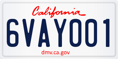 CA license plate 6VAY001