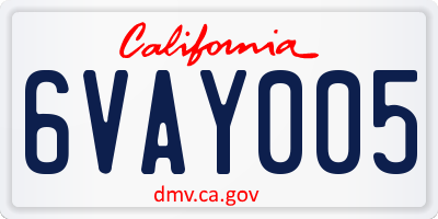 CA license plate 6VAY005