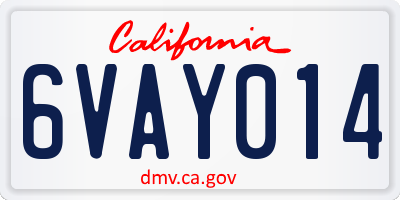 CA license plate 6VAY014