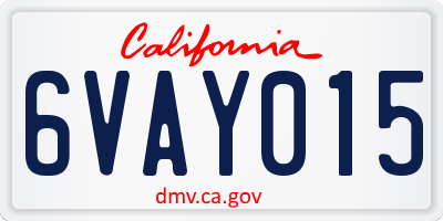 CA license plate 6VAY015