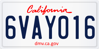 CA license plate 6VAY016