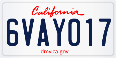 CA license plate 6VAY017