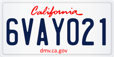 CA license plate 6VAY021