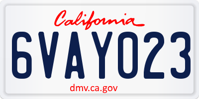 CA license plate 6VAY023