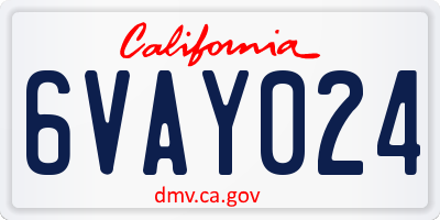 CA license plate 6VAY024