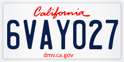 CA license plate 6VAY027