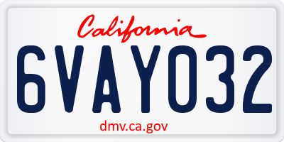 CA license plate 6VAY032