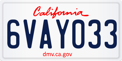 CA license plate 6VAY033