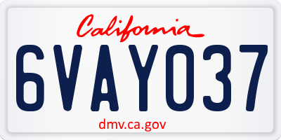 CA license plate 6VAY037