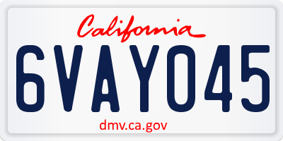 CA license plate 6VAY045